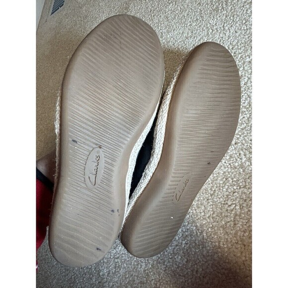 CLARKS 7.5M Danelly Shine Jute Woven Leather Flats Loafer Dark Navy - Picture 9 of 10